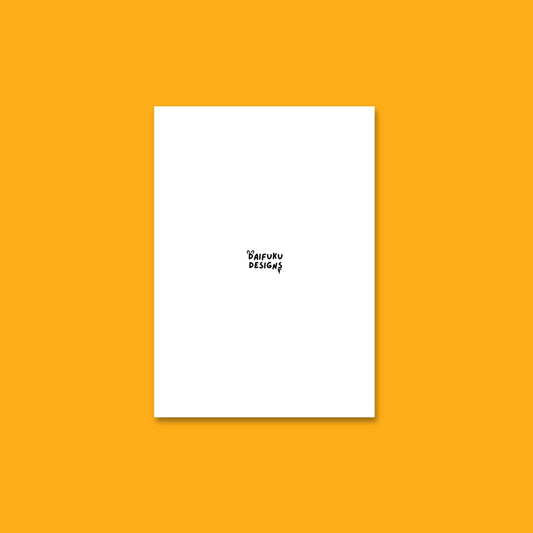 Back of the card showing Bobby Blob’s logo with confetti accents and the words “Made in Melbourne, 100% sparkle approved.”