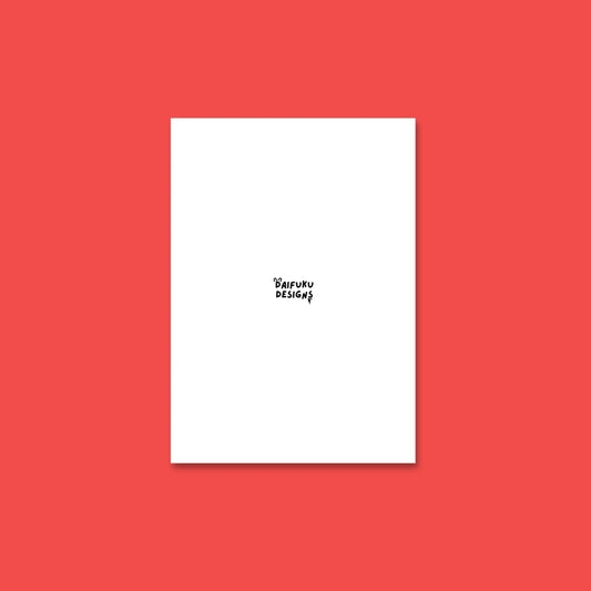 Back of the card featuring the Bobby Blob logo and the shop’s quirky branding details