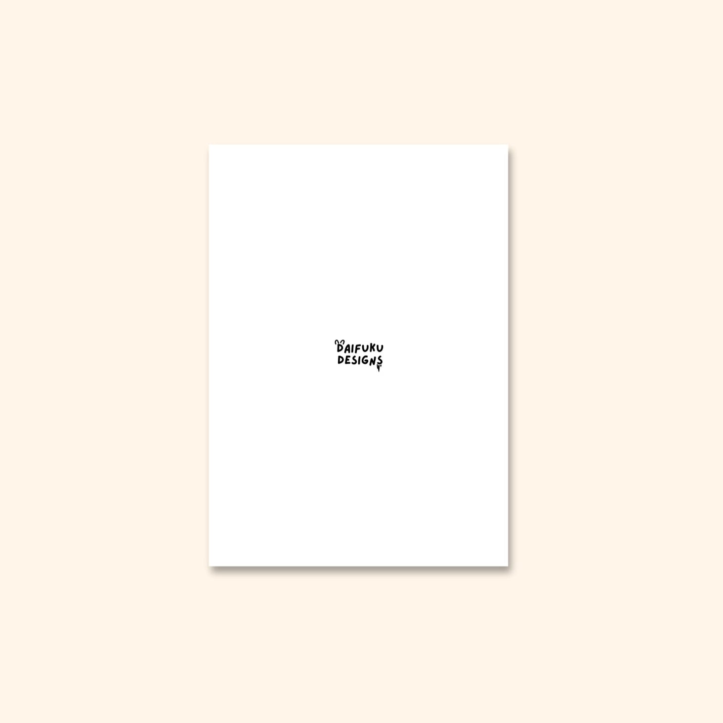 Back of the card featuring the Bobby Blob logo and the shop’s quirky branding details.